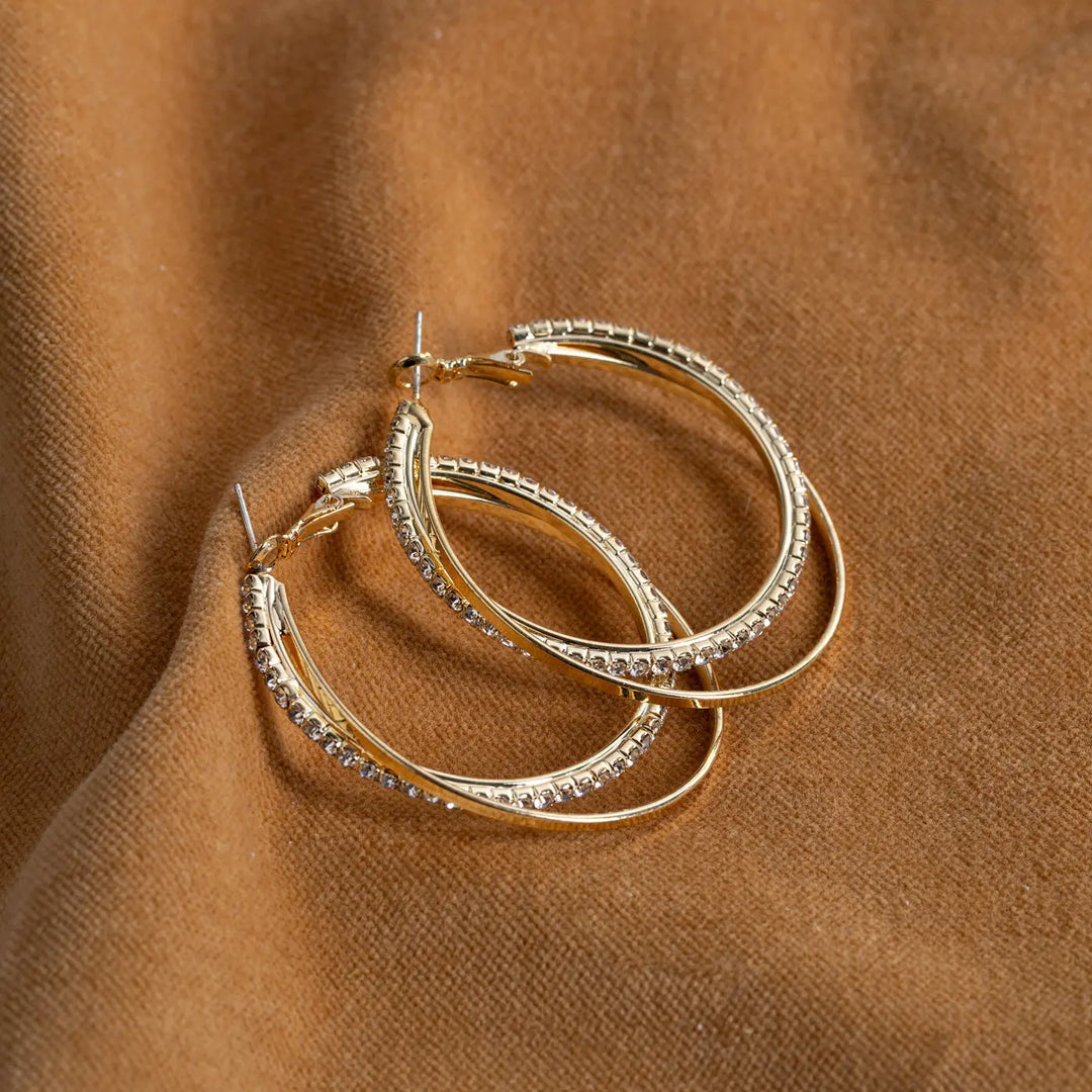 Selina - Layered Crystal Hoop Earrings Timi of Sweden