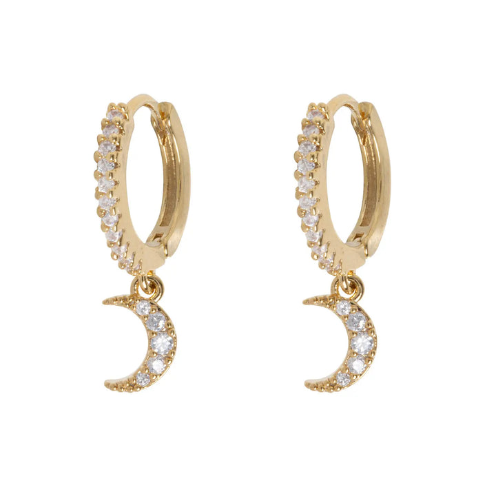 Eliza - Moon Crystal Hoop Earrings