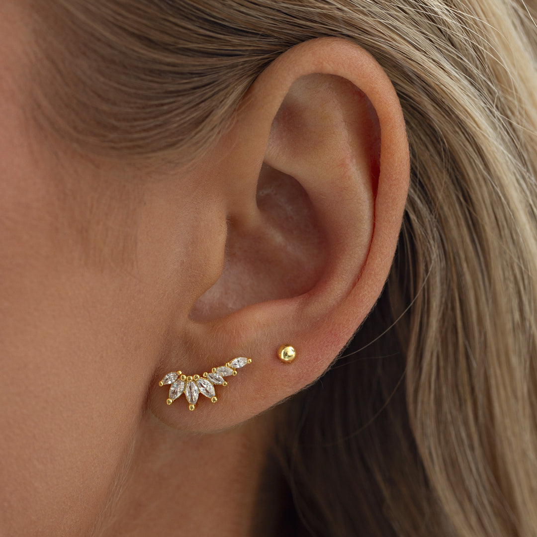 Zubi - Crystal Leaf Ear Climber Øreringe