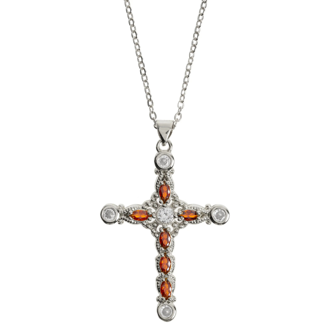 Azura - Crystal Cross Necklace Silver  | Timi of Sweden