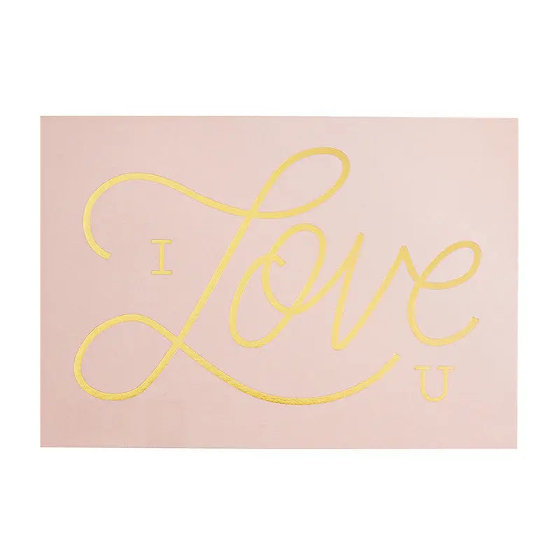 I Love You Gold Foil Postcard