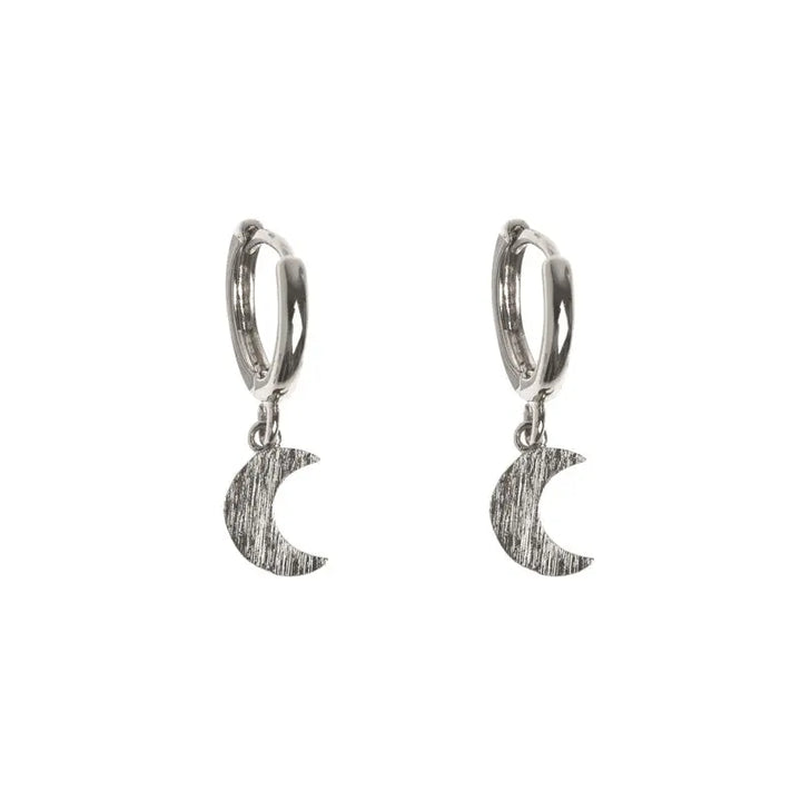 Moon Small Hoop Earrings Silver