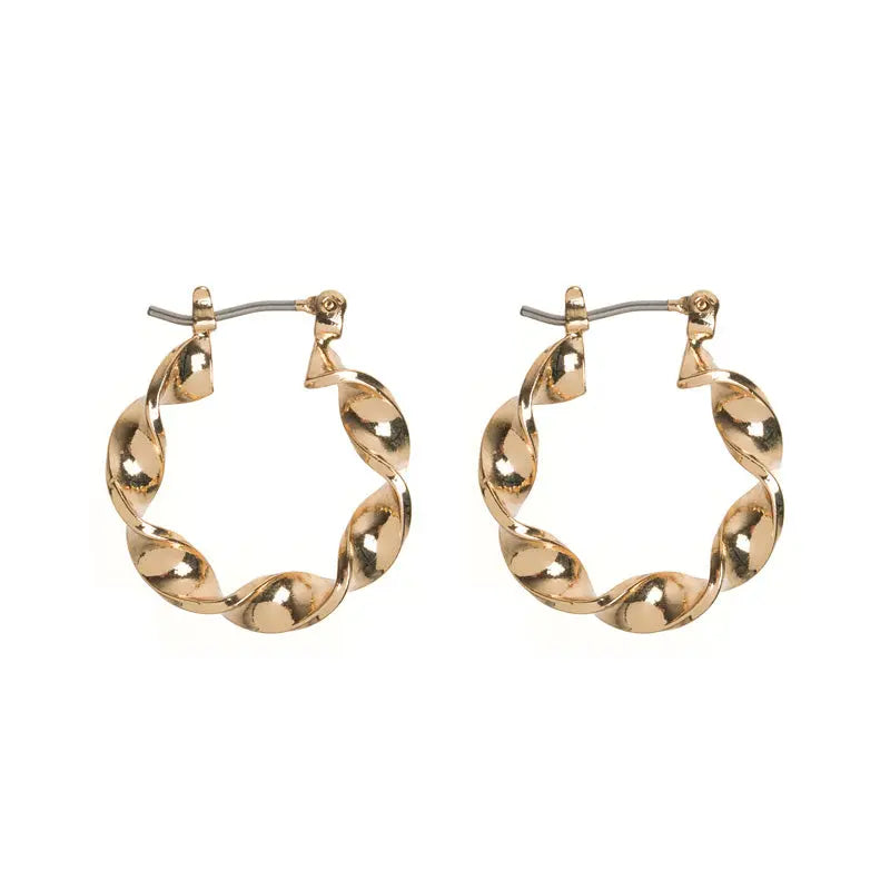 Twisted Hoop Earrings Gold