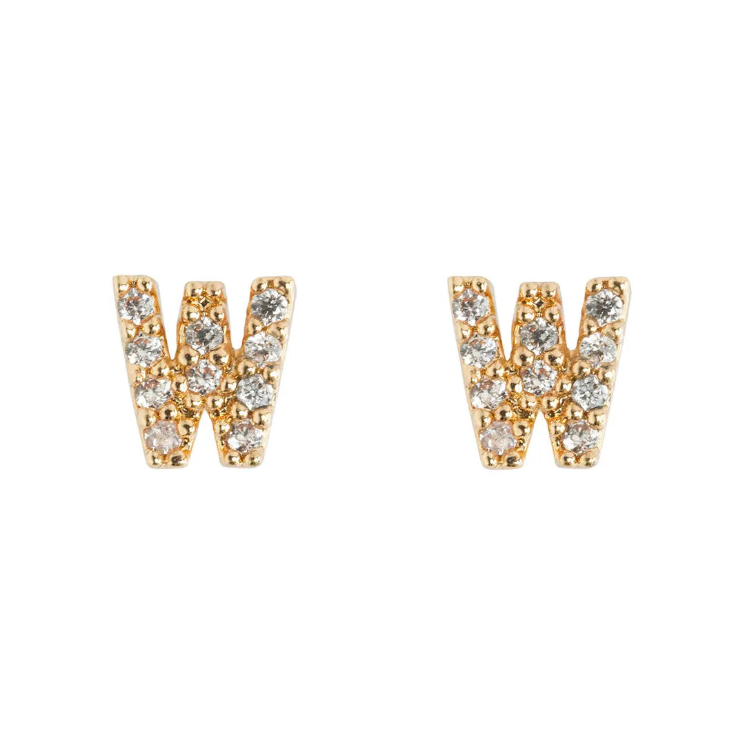 Petite chrystal letter stud earring W