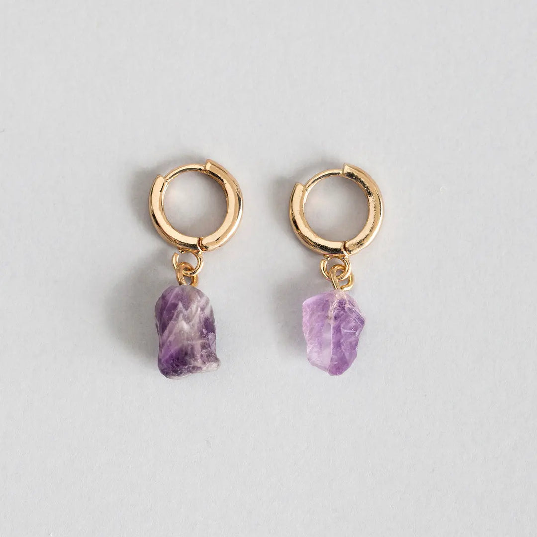 Amethyst Semi-Precious Hoop Earring