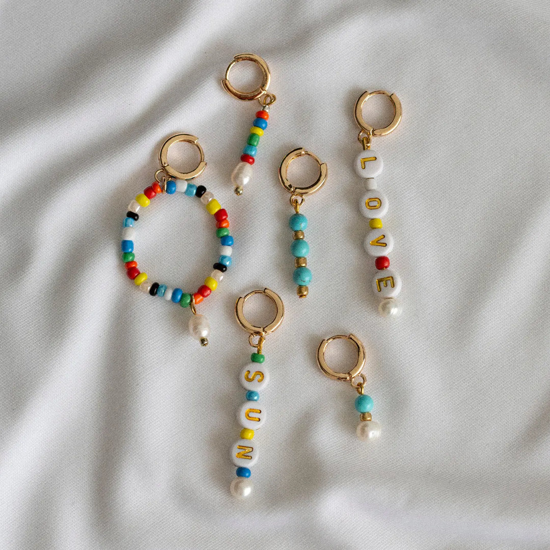 Turqoise Beads Hoop Earrings | Summer