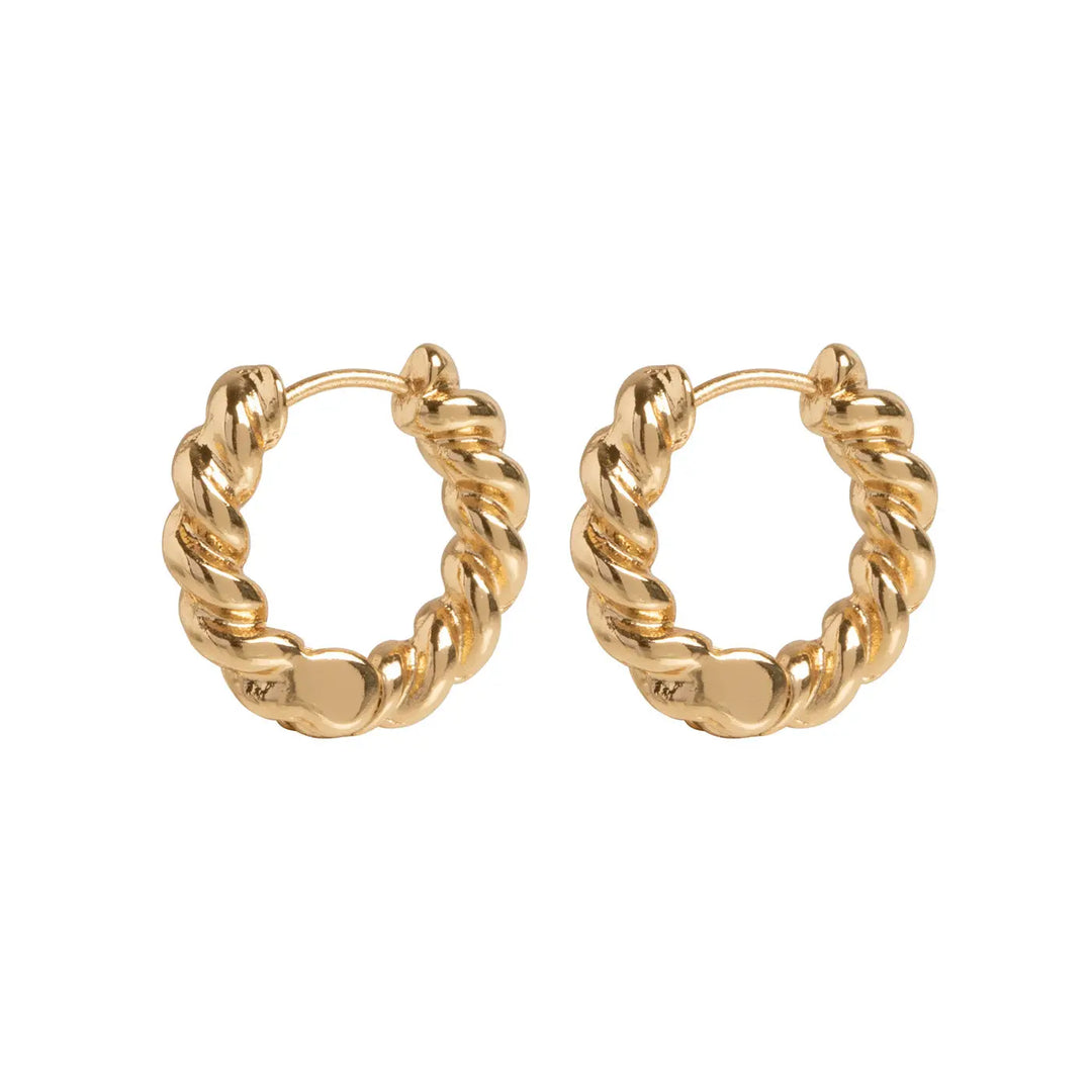 Twisted Hoop Earrings - Gold