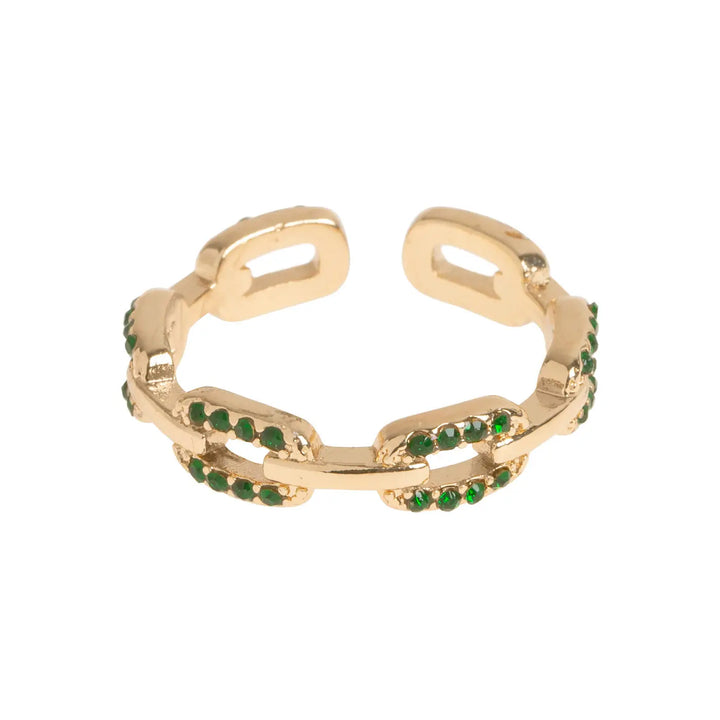 Green Crystal Chain Ring