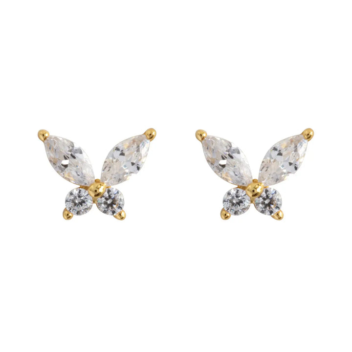 Leah - White Crystal Butterfly Stud Earrings