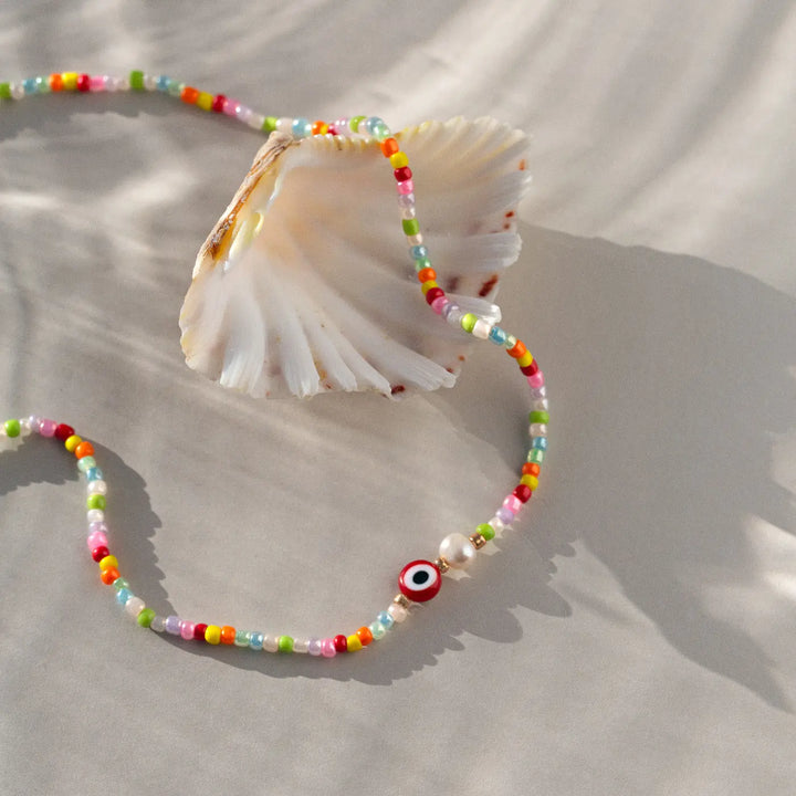 Suzy - Evil Eye Colourful Bead Necklace Timi of Sweden