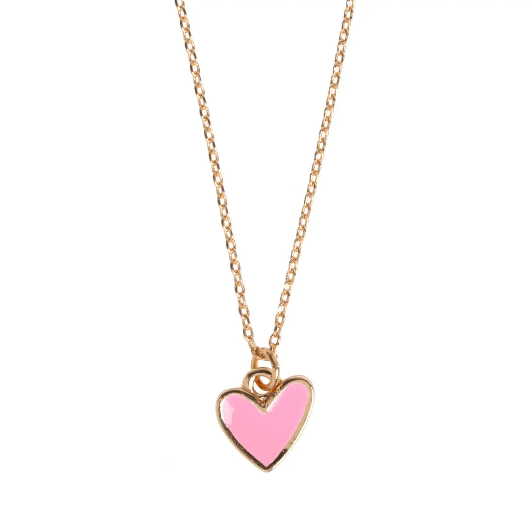 Doris - Pink Heart Enamel Necklace