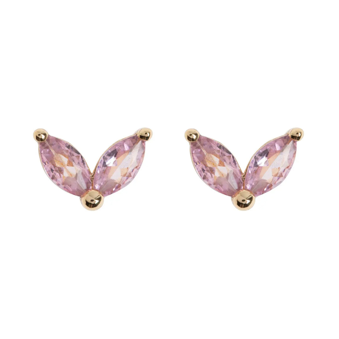 Leah - Crystal Leaf Stud Earrings