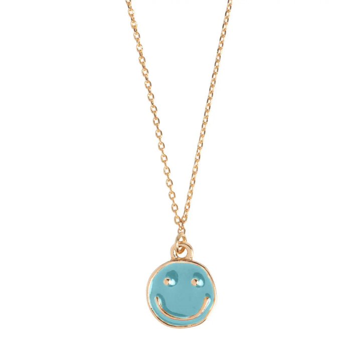 Doris - Blue Smiley Enamel Necklace